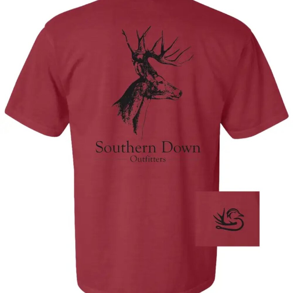 Deer Bust T Shirt Short Sleeve Red